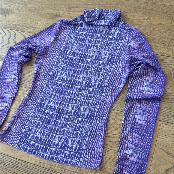AFRM Purple Croc Print Turtleneck Top - Picture 2 of 6